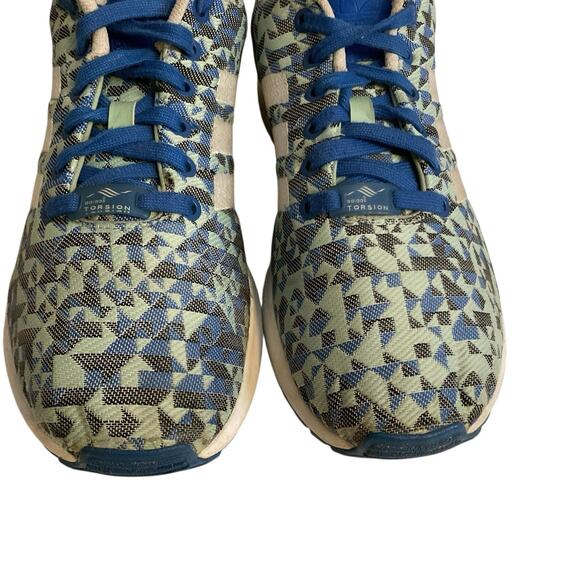 adidas ZX Flux Men's 8.5 Blue Green Geometric Weave Multicolor Torsion Sneakers - Picture 4 of 16